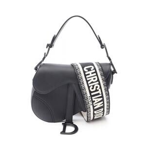Christian Dior Saddle Bag Handbag Leather Black